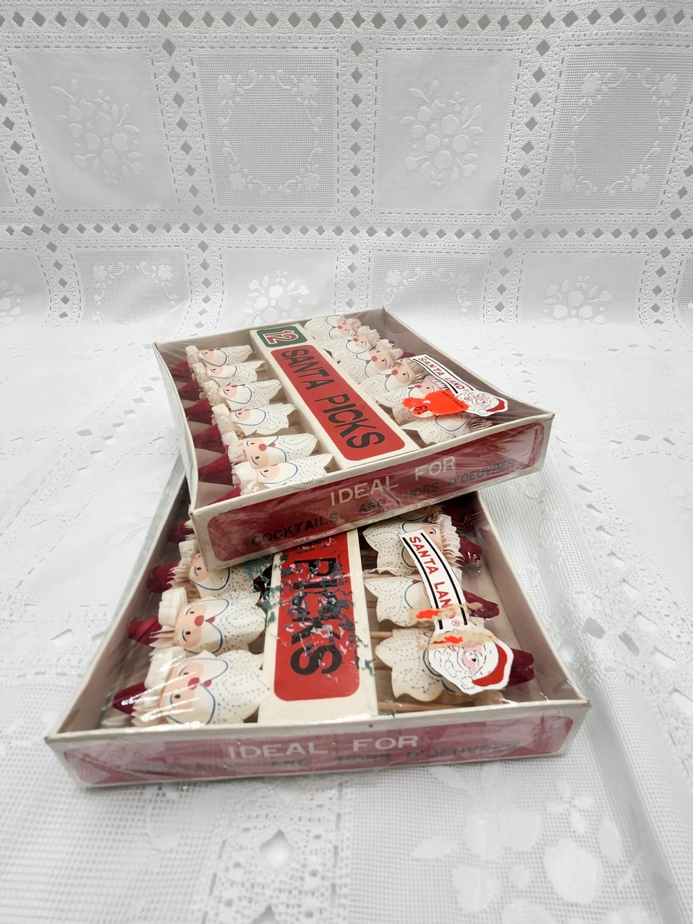 2 new boxes of toothpick Santa Pick Christmas Vintage Hors D'oeuvres Picks Japan